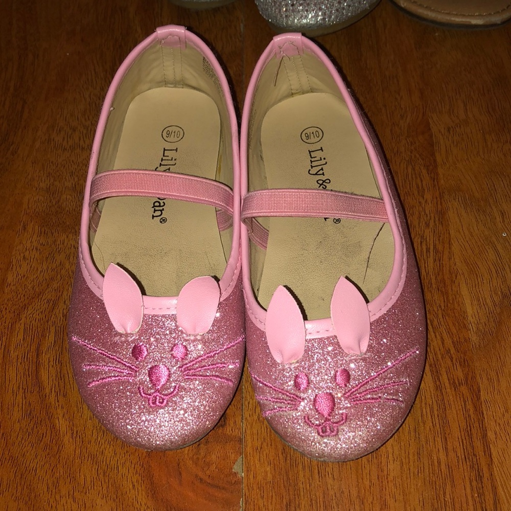 Pink glitter ballet flats